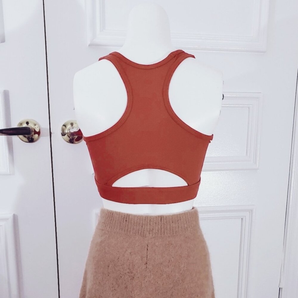 Women's Fall Burnt Orange Cutout Sports Top